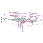 vidaXL Posteľný rám bez matraca dymový dub 140x190 cm kompozitné drevo – Obrázok 10