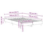 vidaXL Posteľný rám bez matraca sivý dub sonoma 140x190 cm – Obrázok 10