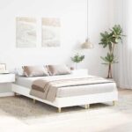 vidaXL Posteľný rám bez matraca biely 135x190 cm kompozitné drevo – Obrázok 3
