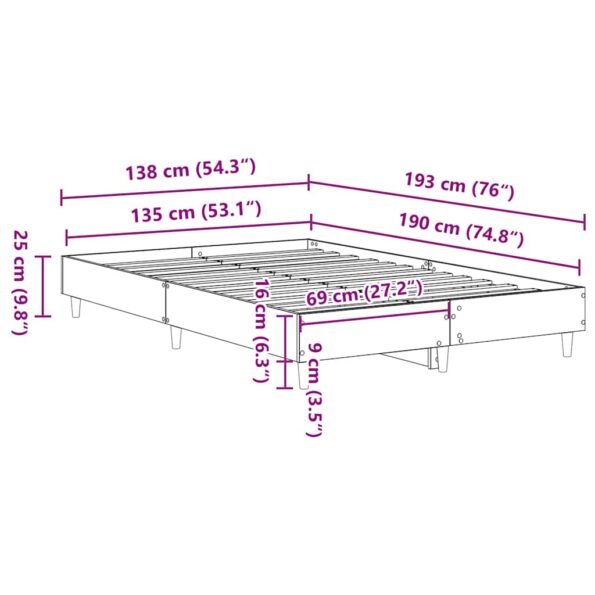 vidaXL Posteľný rám bez matraca čierny 135x190 cm kompozitné drevo – Obrázok 10
