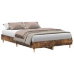 vidaXL Posteľný rám bez matraca dymový dub 135x190 cm kompozitné drevo – Obrázok 2