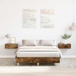 vidaXL Posteľný rám bez matraca dymový dub 135x190 cm kompozitné drevo
