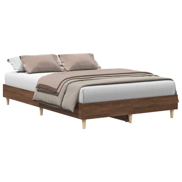 vidaXL Posteľný rám bez matraca hnedý dub 135x190 cm kompozitné drevo – Obrázok 2