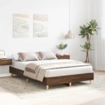 vidaXL Posteľný rám bez matraca hnedý dub 135x190 cm kompozitné drevo – Obrázok 3