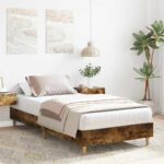 vidaXL Posteľný rám bez matraca dymový dub 75x190 cm kompozitné drevo – Obrázok 3
