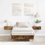 vidaXL Posteľný rám bez matraca dymový dub 75x190 cm kompozitné drevo