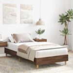 vidaXL Posteľný rám bez matraca hnedý dub 75x190 cm kompozitné drevo – Obrázok 3