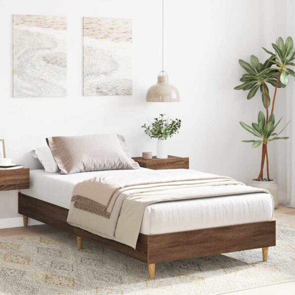 vidaXL Posteľný rám bez matraca hnedý dub 75x190 cm kompozitné drevo – Obrázok 3