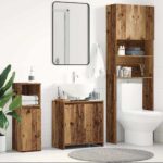 vidaXL Skrinka na umývadlo staré drevo 60x33x60 cm kompozitné drevo – Obrázok 3