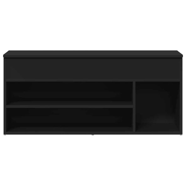 vidaXL Lavička na topánky čierna 102x30,5x45 cm kompozitné drevo – Obrázok 4