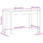 vidaXL Jedálenský stôl čierny dub 120x60x76 cm kompozitné drevo – Obrázok 10