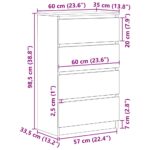 vidaXL Komoda, čierna dub 60x35x98,5 cm, kompozitné drevo – Obrázok 11