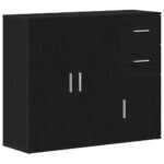 vidaXL Komoda čierna dub 91x29,5x75 cm, imitácia dreva – Obrázok 2