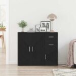 vidaXL Komoda čierna dub 91x29,5x75 cm, imitácia dreva – Obrázok 3