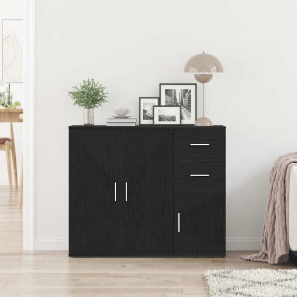 vidaXL Komoda čierna dub 91x29,5x75 cm, imitácia dreva – Obrázok 3