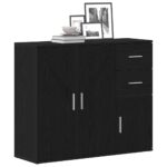 vidaXL Komoda čierna dub 91x29,5x75 cm, imitácia dreva – Obrázok 4
