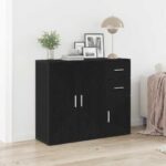 vidaXL Komoda čierna dub 91x29,5x75 cm, imitácia dreva