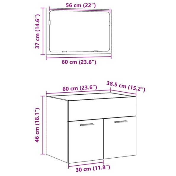 vidaXL 2-dielna sada kúpeľňového nábytku dub artisan kompozitné drevo – Obrázok 12