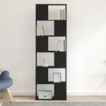 vidaXL Knižnica/deliaca stena čierny dub 60x24x186 cm – Obrázok 3