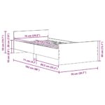 vidaXL Posteľný rám bez matraca čierny dub 75x190 cm kompozitné drevo – Obrázok 10