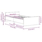 vidaXL Posteľný rám bez matraca čierny dub 90x190 cm kompozitné drevo – Obrázok 10