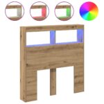 vidaXL Skrinka na čelo postele s LED dub artisan 100x17x102 cm – Obrázok 2
