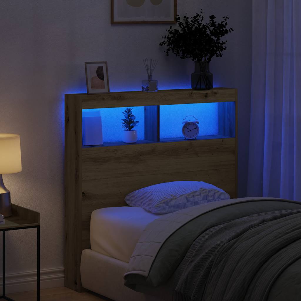VXL8721158726568_m_en_hd_1.jpg vidaXL Skrinka na čelo postele s LED dub artisan 100x17x102 cm – Obrázok 1