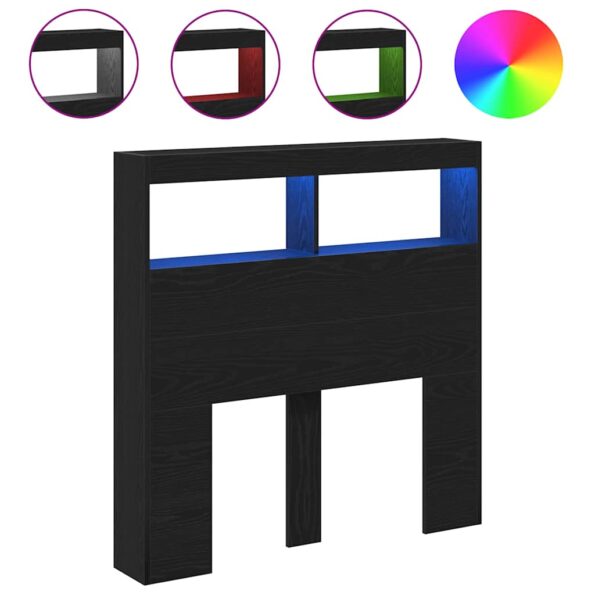 vidaXL Skrinka na čelo postele s LED čierna dub 100x17x102 cm – Obrázok 2