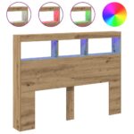 vidaXL Skrinka na čelo postele s LED dub artisan 140x17x102 cm – Obrázok 2