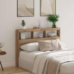 vidaXL Skrinka na čelo postele s LED dub artisan 140x17x102 cm – Obrázok 4