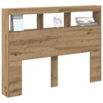 vidaXL Skrinka na čelo postele s LED dub artisan 140x17x102 cm – Obrázok 5