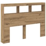 vidaXL Skrinka na čelo postele s LED dub artisan 140x17x102 cm – Obrázok 6