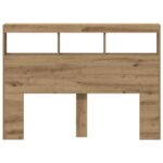 vidaXL Skrinka na čelo postele s LED dub artisan 140x17x102 cm – Obrázok 7