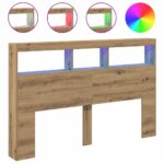 vidaXL Skrinka na čelo postele s LED dub artisan 160x17x102 cm – Obrázok 2
