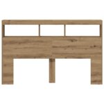 vidaXL Skrinka na čelo postele s LED dub artisan 160x17x102 cm – Obrázok 7