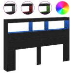 vidaXL Skrinka na čelo postele s LED čierna dub 160x17x102 cm – Obrázok 2