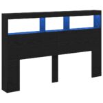 vidaXL Skrinka na čelo postele s LED čierna dub 160x17x102 cm – Obrázok 3