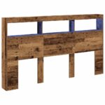 vidaXL Skrinka na čelo postele s LED staré drveo 180x17x102 cm – Obrázok 3
