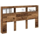 vidaXL Skrinka na čelo postele s LED staré drveo 180x17x102 cm – Obrázok 5