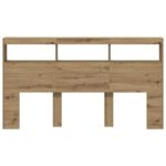 vidaXL Skrinka na čelo postele s LED dub artisan 180x17x102 cm – Obrázok 7