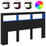 vidaXL Skrinka na čelo postele s LED čierna dub 180x17x102 cm – Obrázok 2
