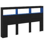 vidaXL Skrinka na čelo postele s LED čierna dub 180x17x102 cm – Obrázok 3