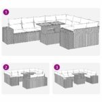 vidaXL 10-dielna záhradná sedacia súprava s vankúšmi polyratan akácia – Obrázok 11