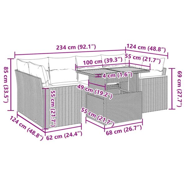 vidaXL 6-dielna záhradná súprava pohoviek s vankúšmi polyratan akácia – Obrázok 11