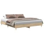vidaXL Posteľný rám bez matraca dub sonoma 200x200 cm kompozitné drevo – Obrázok 2