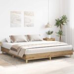 vidaXL Posteľný rám bez matraca remeselnícky dub 200x200 cm – Obrázok 3