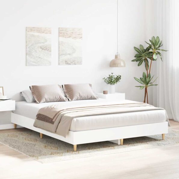 vidaXL Posteľný rám bez matraca biely 150x200 cm kompozitné drevo – Obrázok 3