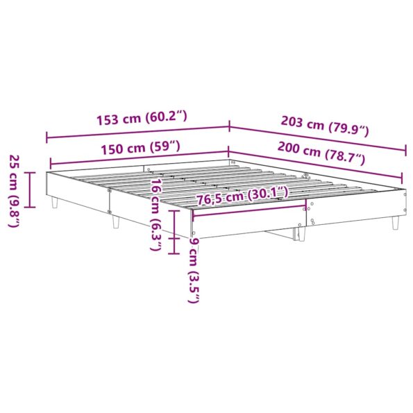 vidaXL Posteľný rám bez matraca biely 150x200 cm kompozitné drevo – Obrázok 10
