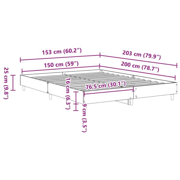 vidaXL Posteľný rám bez matraca čierny 150x200 cm kompozitné drevo – Obrázok 10