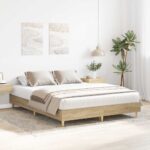 vidaXL Posteľný rám bez matraca dub sonoma 150x200 cm kompozitné drevo – Obrázok 3
